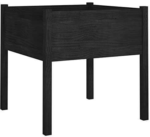 vidaXL Massivholz Kiefer Pflanzkübel Hochbeet Pflanzbeet Gemüsebeet Pflanzkasten Blumenbeet Blumenkasten Blumenkübel Frühbeet Schwarz 70x70x70cm
