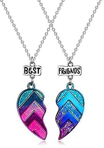 2 Stück Bester Freund Halskette für 2, Halbes Herz Anhänger, Freundschaftskette für 2 Mädchen, Halbes Herz Anhänger Halskette, BFF Freundschaft Halskette, Schlüsselbein Kette Halskette zum Frauen