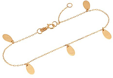 NKlaus 18cm Armband 9 Karat Gold 375 Ankerkette Damen Armkette mit 5 Goldplättchen 0,5mm Breit 3932