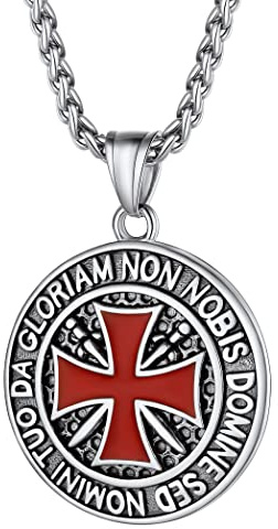 PROSTEEL Collana Uomo Croce Collana Cavalieri Templari Collana con Ciondolo Croce in Acciaio Inossiabile con Confezione Regalo