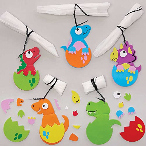 Baker Ross FC813 Dinosaurier Fallschirm Bastelsets - 6er Pack, Kleine Bastelsets für Kinder, Ideal für den Kindergeburtstag oder Klassenzimmer, Schwarz
