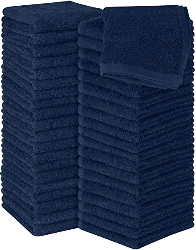Utopia Towels - Flannel Face Cloths Set - 30 x 30 cm - 100% Ring Spun Cotton, Premium Quality Washcloths, Highly Absorbent and Soft Feel Face Towels, Perfect for Cleaning Dishes (60-Pack, Navy)
