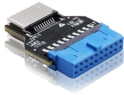 EZDIY-FAB 180 Degree Adapter for Front Panel USB 3.0 (USB3.1 Gen 1) Internal Header (19 Pin) to USB 3.1/3.2 Type-C (20 Pin), to extend USB Type E Ports to PCs