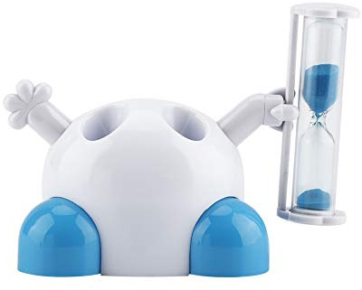 Sanduhr-Zahnbürstenhalter, 3-Minuten-Countdown-Timer, Sanduhr-Sanduhr-Tischdekoration, süßer Kinder-Sanduhr-Zahnbürstenhalter für Kindergeschenk(Blau), Zahnbürsten-Halter Kinderzahnbürstenhalter