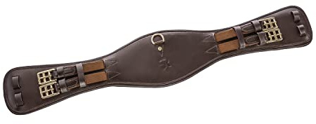 SUNRIDE Cincha Corta Monaco para Caballos de Cuero auténtico Suave con Anilla en D para riendas auxiliares (40 cm, marrón)