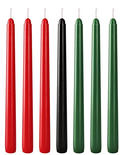 SHRIGM Ensemble Kwanzaa Kinara | Bougies Kwanzaa 7 pièces | Bougies effilées Kwanzaa avec 3 Couleurs pour la célébration des Vacances à la aison