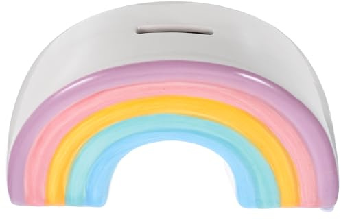 SAFIGLE Regenbogen Keramik Spardose 7.09 Zoll Cartoon Geldbox Sparschwein Dekoratives Desktop Ornament Für Kinder Und Erwachsene Praktische Münzbank