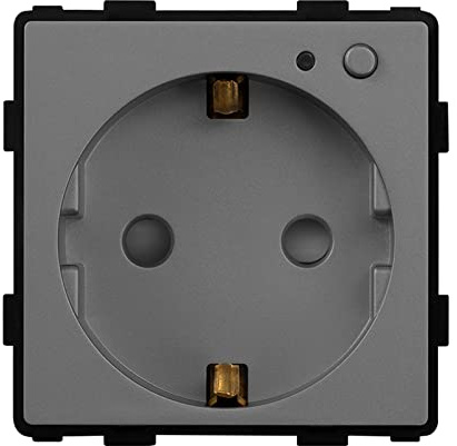 BSEED Smart Zigbee Steckdose intelligenter Unterputz Wandsteckdose EU Steckdose 16Amp Steckdose Function Key Grau 86mm(Tuya ZigBee Hub erforderlich)