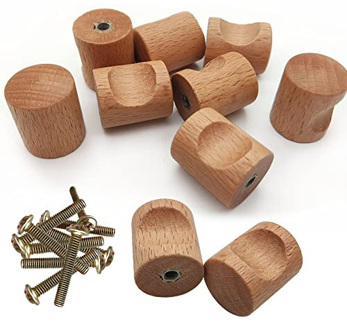 Zasvec Poignee Porte Cuisine 12 Pièces Poignée Meuble Bois Bouton de Porte Bouton de Meubles Boutons de Tiroir en Bois Tiroir de Porte Poignée pour Tiroirs Armoires