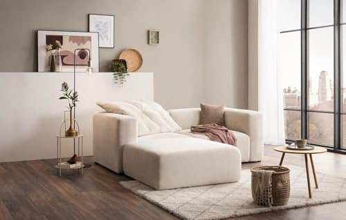 DOMO. collection Ecksofa Adrian, Modul-Sofa, L-Form 3 Module, 2x Ecksessel und 1x Polsterhocker, Modul-Couch, Eckcouch 216 x 193 x 69 cm (BxTxH), creme | L Form 3 Module als modulares Ecksofa, flexibel kombinierbar, 216 x 216 x 69 cm (BxTxH)
