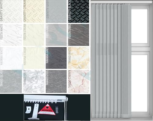 EUROBLINDS - PVC Blackout COMPLETE Vertical Blinds Set - Made to Measure - Headrail & Slats - Wipeable Louvres - 89mm (3.5 inch)