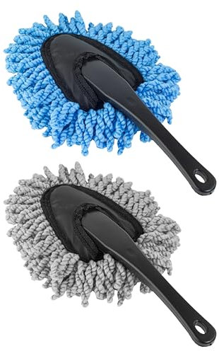 Auto-Staubwedel innen & außen kratzfrei – Mikrofaser-Auto-Staubwedel für die Außenreinigung – Bürsten-Duster mit Griff – multifunktionaler Auto-Innen-Staubwedel für Armaturenbrett, 2 Stück