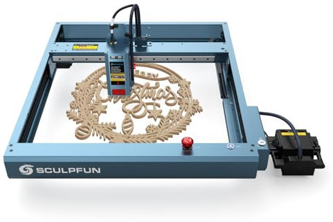SCULPFUN SF-A9 20W Laser Graviermaschine mit Automatische Air Assist, Präzise Fixfokus, Sicherheitsalarm, Laserschneider Lasergravier perfekt für Holz/Metall/Papier/Acryl/Eisen/Vinyl, WiFi, USB, BT