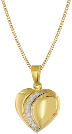 trendor Damen Herz-Anhänger Gold 333 Bicolor mit vergoldeter Silberkette