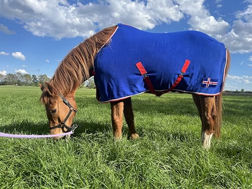 Brama-West Abschwitzdecke Pferd Skandi Pferdedecke - Basic Fleecedecke - Atmungsaktiv - Azzuro, Gr. 135
