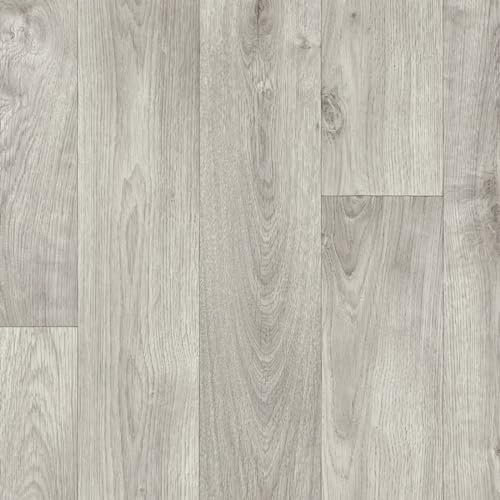 571 Tavel Roma Lino Flooring Sheet, Light Grey Wood Effect Vinyl Flooring for Kitchen, Bathroom, 3.80mm Thick Waterproof Linoleum Flooring, 15 Years Warranty -2m(6'6) X 2m(6'6)-4m²
