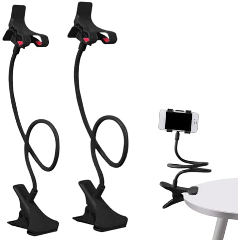 Lot De 2 Supports De Téléphone À Col De Cygne Pour Lit, Support De Téléphone Portable De Type Clip Pour Bureau, Support De Téléphone Portable, Bras Flexible, Pince De Chevet Pour Tête De Lit, Pince