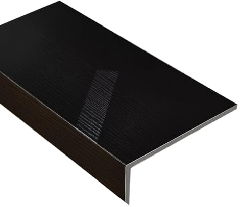 ZIMGOD Window Sill Cover Black Windows Sill Ledge Cover with Wood Grain, Composite Panels Windowsill Protector for Interior, Smooth Window Nosing Board for Wooden Sill(Style1,6x36in (15x91cm))