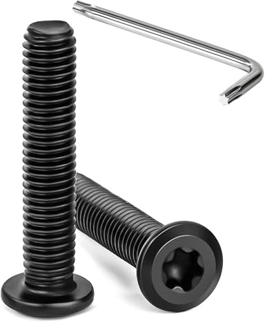 Tunejoy 20 st svarta torx platthuvudskruvar M8 x 40 mm sexkantsskruv bultar i rostfritt stål A2 V2A möbelbultar med T40-nycklar full gänga