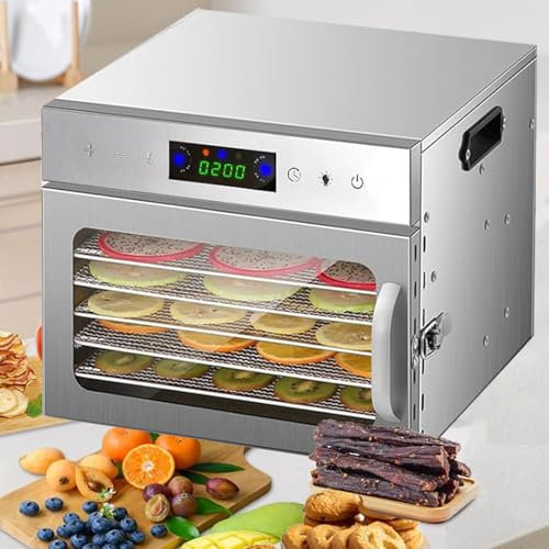 MáQuina Deshidratadora De Alimentos Profesional, 6/8/12/18 Bandejas De Acero Inoxidable, Secadora De Frutas Para Cecina, Golosinas Para Perros, Hierbas, Temporizador Y Control De Temperatura,8-Tray