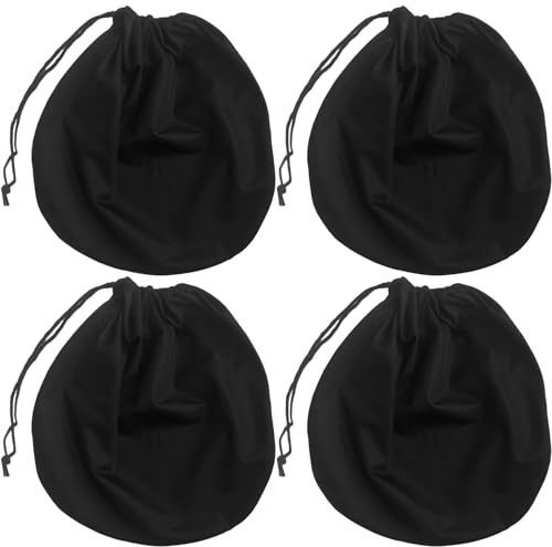 Vaileal 4 Stück Helmtasche, Motorradhelmtasche mit Kordelzug: 47x43cm Wasserdicht Helmtasche Motorradhelm, für Motorradhelm, Fahrradhelme, Skihelme, Basketball, Fitness, Outdoor (Schwarz)