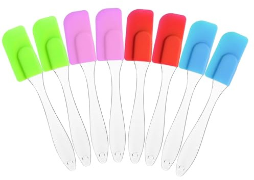 8 Stück Teigschaber Silikon Spatel Set Mini Kuchenspatel Mit Kunststoffgriff Kleiner Silikonschaber Hitzebeständig Butterschaber Backzubehör Für Küche Zum Kochen Backen Kuchen