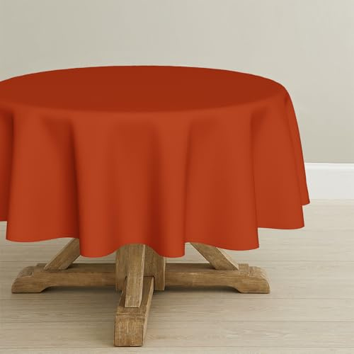 Artoid Mode Orange Fleckschutz Leinenoptik Tischdecke Rund 140 cm, Leinendecke Tischtuch Abwaschbar Tischwäsche Küche Garten Urlaub Party Dekor