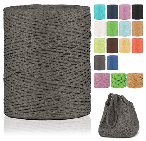 Raffia Garn Zum Häkeln，2mm X 300m Natur Bast，papierdraht zum basteln，weich Geflochtenes Papiergarn Bast Band Natur geschenkband，papiergarn zum häkelgarn für körbe,Häkeltasche,Hüte