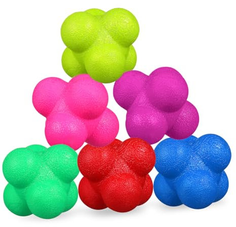 ARTSEWPLY 6stücke Teiliges Reaktionsbälle Sechseckig Hohe Schwierigkeit Für Hand-Auge-koordinationstraining Bunte Trainingsbälle Zur Reaktionssteigerung Vielseitig Für Fitness Teamübungen
