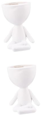 Toddmomy 2 Pièces Pot de Fleurs Céramique pour Conteneur Décoratif Figure pour Intérieur Extérieur pour Jardinage Décoration Balconnière