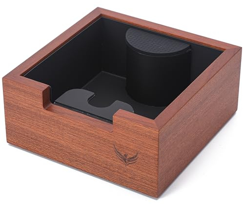 KNODOS Rosewood Espresso Knock Box Portafilter Tamping Stand with Shock-Absorbing Bar & Non-Slip Design | Premium Dump Bin for Home Barista Stations