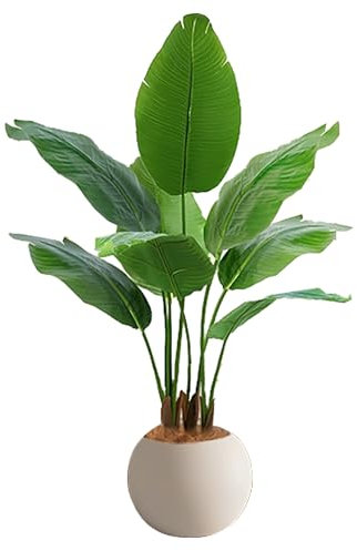 ZXTRYBHD Künstliche Paradiesvogelpflanze, Gefälschter Tropischer Bananenbaum für Draußen – Perfekte Kunstpflanzen für Drinnen, Pflanze im Topf als Heimdekoration(120cm/47.2in)