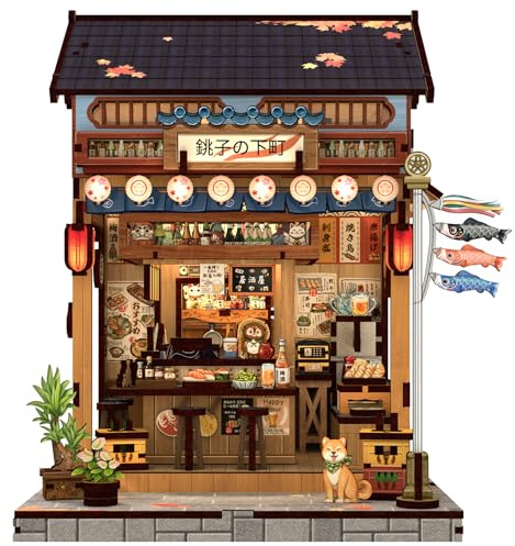 Cutefun Book Nook Kit Japonés - Maqueta de Estantería Miniatura DIY para Adultos, Mini Casa Rompecabezas 3D Pequeños para Mujeres y Adolescentes Amantes de la Lectura (Izaka-ya Kurosawa)