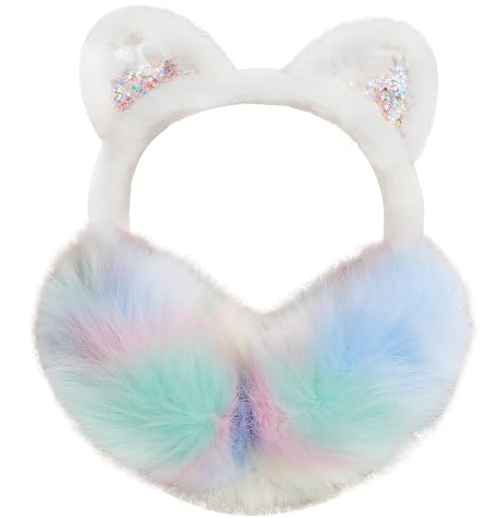 JIAHG Cache-Oreilles de Chat Pliable pour Filles Couvre-Oreilles en Peluche Gradient Épais, Chaud, Coupe-vent et Anti-froid pour l'Hiver Protège-Oreilles Thermique pour Ski et Neige