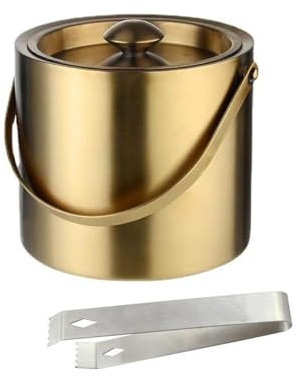 Insulated Stainless Steel Ice Bucket with Lid & Tongs - Double Wall Design for Parties Cocktail Bars & Home Use - Perfect for Chilling Drinks & Entertaining