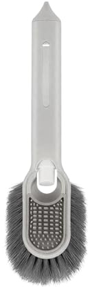 Tuxxjzm Limpiador de platos con dispensador de jabón, cepillo multiusos para platos de cocina, utensilios de cocina para limpiar rieles de armario, puerta, bañera, fregadero, ducha