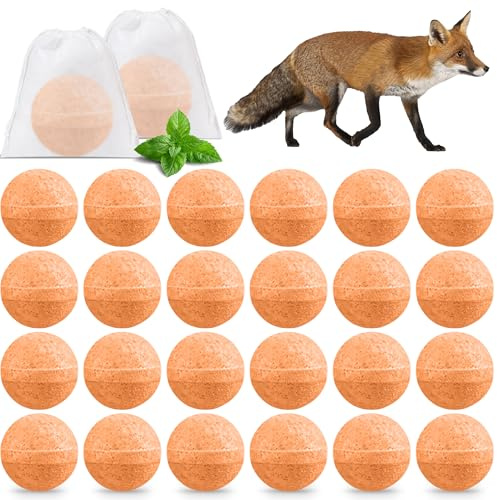 Fox Deterrents for Gardens UK, 24 Pack Peppermint Oil Fox Repellent Outdoor, Natural Fox Deterrent Balls Keep Fox Out of Yard Permanently, Protect Lawn and Furniture with Long-Lasting Effect