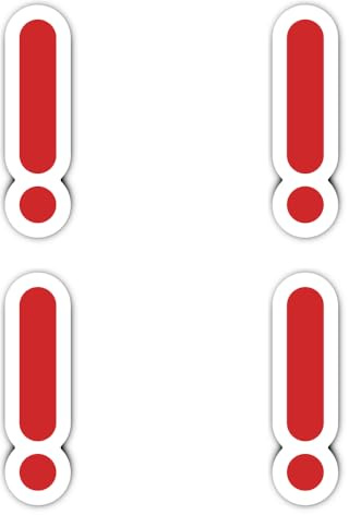 Laminierte Aufkleber: 150 mm, 4 Stück - rotes Ausrufezeichen Emoticon Warnschild