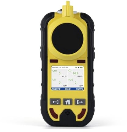 Detector de Gas, Monitor de Bomba Gas O2 H2S CO LEL, Detector Digital LCD, Fugas Combustible monóxido Carbono, oxígeno, hidrógeno y sulfuro para el Trabajo y el hogar(Without Pump)