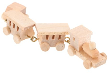 ERINGOGO Mini Treno in Legno per Casa delle Bambole, Decorazione in Miniatura Sicura e Levigata, Ornamento Colorato e Accessorio Artigianale per Ambienti Giocattolo