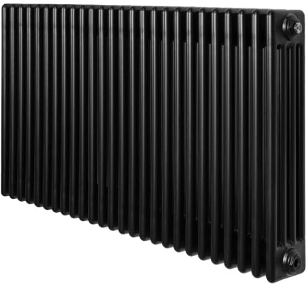 Radiatore Tradizionale a 4 Colonne 600 x 1190 mm Orizzontale Acciaio al Carbonio Riscaldamento Centrale Design Classico Nero con Kit Fissaggio e Spazzola Pulizia