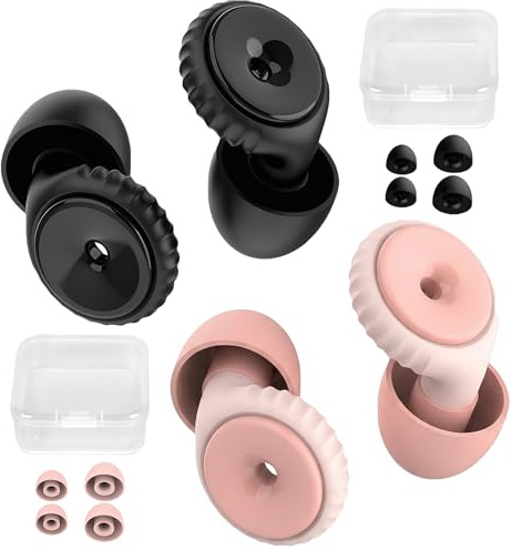 2 Paar Gehörschutz Schlafen,Einstellbar Um 28 Db Noise Cancelling Ohrstöpsel,3 Größen,Inklusive 12 Ohrstöpsel Und 2 Aufbewahrungsboxen,Geeignet Für Schlaf Und Reisen(Schwarz,Rosa)
