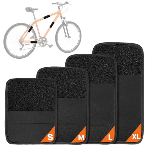 Ehanfus Set 4 Protezioni Telaio Bicicletta, Protezioni Bicicletta Neoprene, PerTelaio Carbonio, Mountain, Accessori Biciclette, Protezione dai Graffi (Nero)