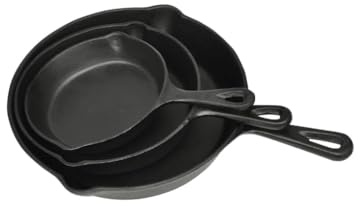 Lumanois Set 3 Padelle in Ghisa Bistecchiere per Barbecue, Casa e Giardino,Cucina e Pranzo,Pentolame e tegami da Forno,Pentole e tegami,Pentole Piastre e Griglie, 5.4kg-50122