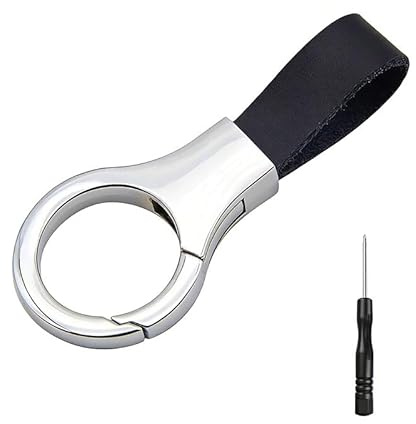 ASISUN Auto Schlüsselanhänger Clip,Schwarz Leder Schlüsselanhänger,Porte Clés Multifonction Détachable pour Clés Auto Sac Ceinture Homme Femme