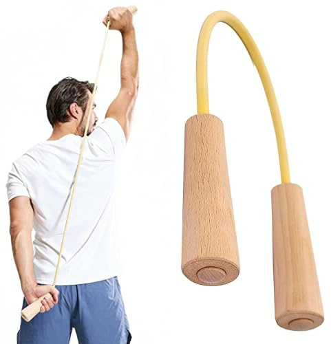 Peufcmi Las Bandas de Resistencia para ejercitar la Espalda,Herramienta para Fuerza física,Bandas Resistencia con Mango Madera - para Gimnasio en Casa, Pilates, Yoga, Boxeo, Trabajo, Ejercicio y