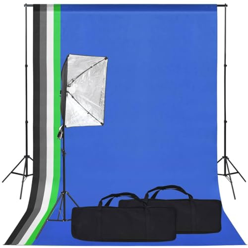 Kaloriko Fotostudio set med softbox, dagsljus, LED, 13 W, bakgrundssystem med 5 färger, aluminiumstativ upp till 230 cm, bärväska, dimbar för fotografering, streaming, vlogging, porträtt