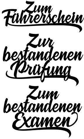 Ideen mit Herz Stanzschablonen, Schriften, Zur bestandenen Prüfung, 2,9cm bis 8,5cm, 3 Stück