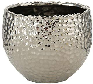 B.o.l.t.z.e Pflanztopf Lajos Steingut Silber Klein | Höhe 10 cm, Durchmesser 13 cm
