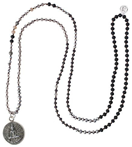 KELITCH Buddha Anhänger Halsketten Naturstein Perlenketten Lange Kettenstränge Halsketten Amulett Schutzpatron Schmuck mit Kette